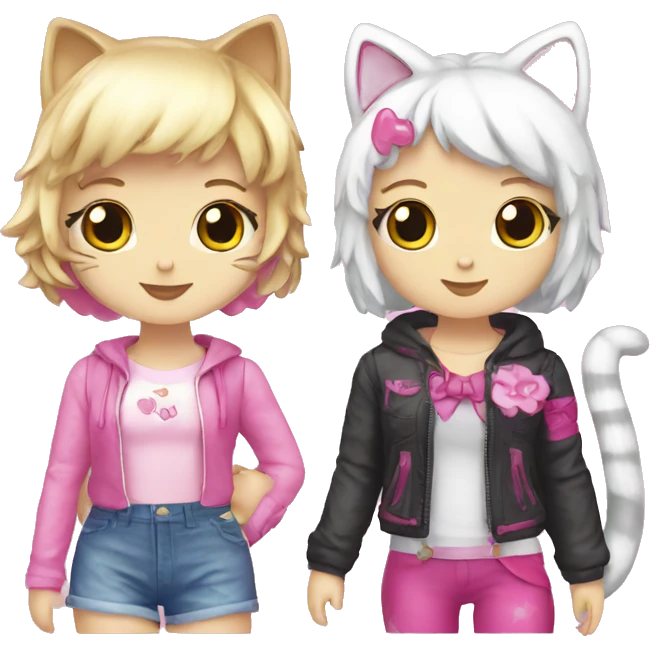 hello kitty and catgirl emoji