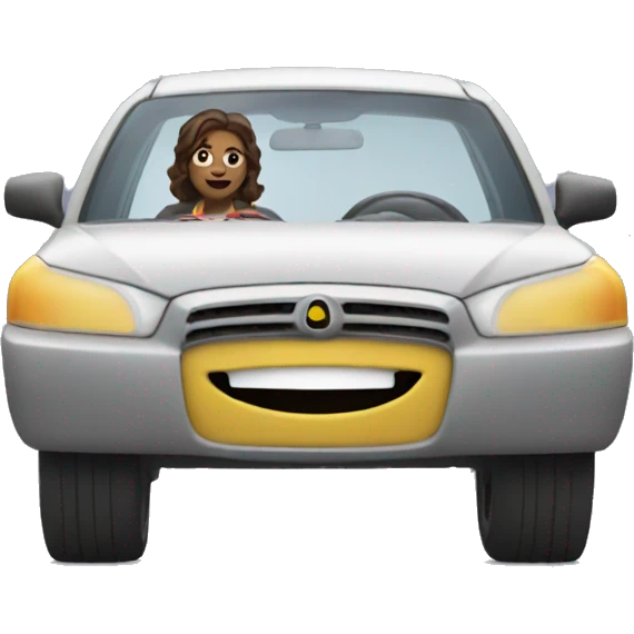 Fiona with car driving emoji