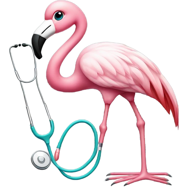 Flamingo wearing a stethoscope emoji