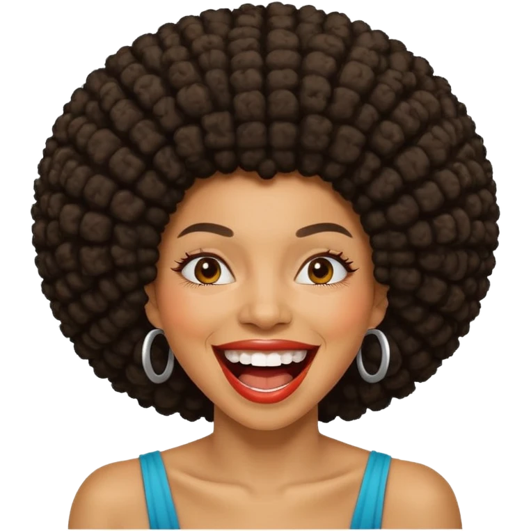 Black woman with an afro laughing hard emoji