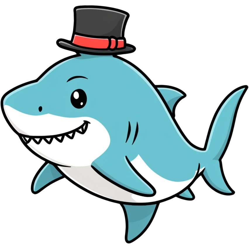 Shark with a top hat emoji