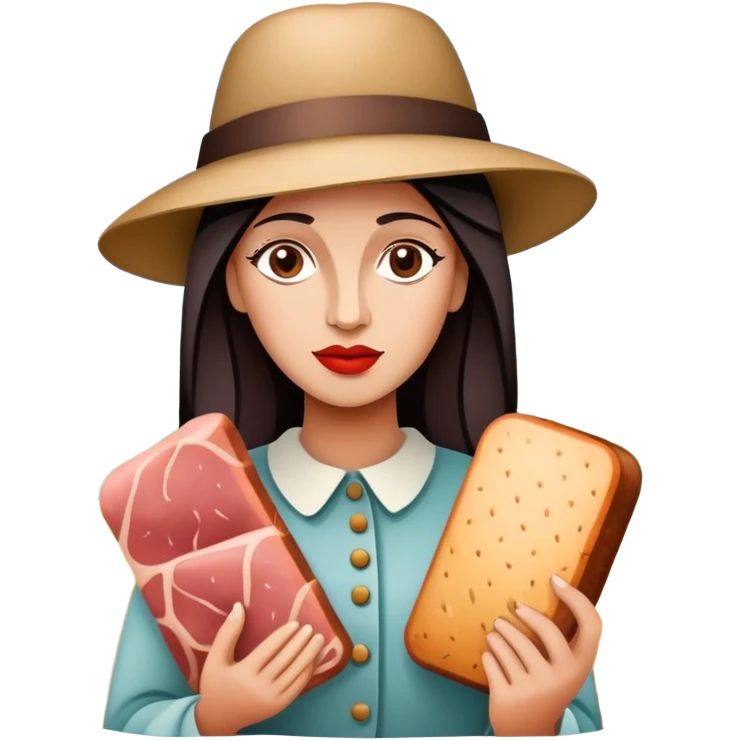 picasso abstract art woman with SPAM MEAT Landscape  emoji