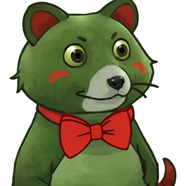 A red panda wearing a bow emoji