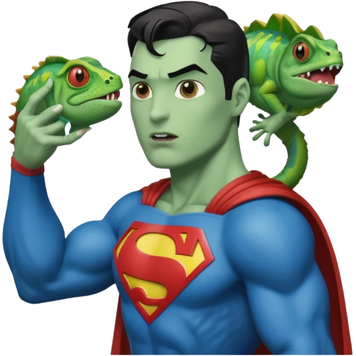 Superman punching the chameleon emoji