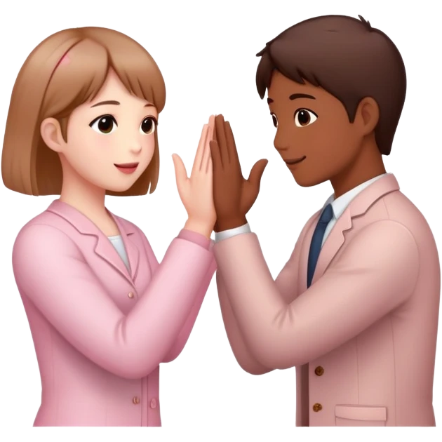 two friends reaching hands to each other surrounded by cherry blossoms emoji
