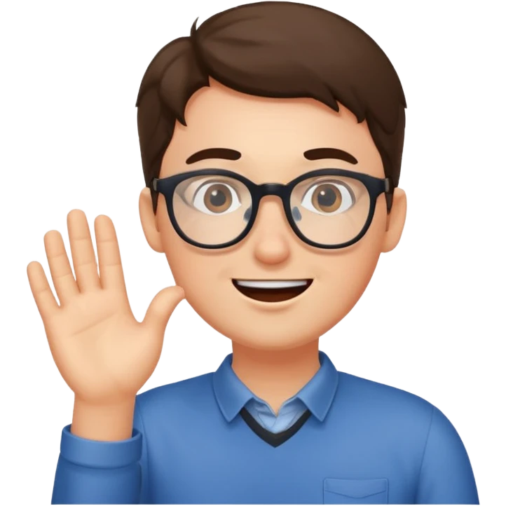 developer with glasses surprised and happy as someone pats their shoulder emoji