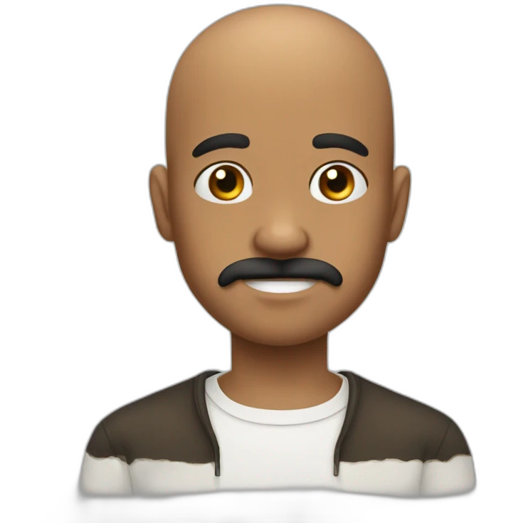 Bald-boy-moustache-scar-cheek emoji
