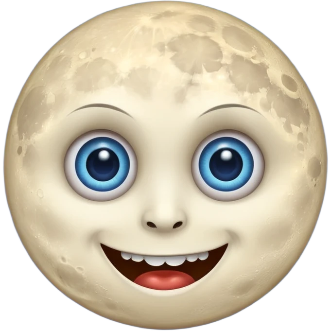Full moon with big blue glaring eyes and a creepy smile emoji