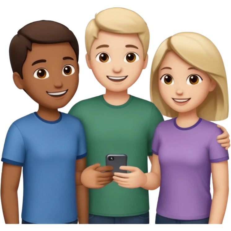 Three friends talking and looking each other, please keep 4th wall. emoji