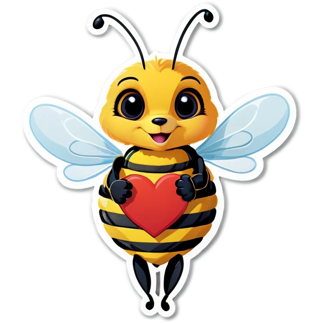 bee holding a heart emoji