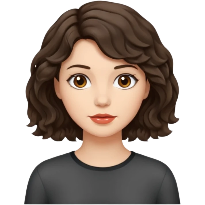 mulher, morena, cabelo ondulado e curto, rock. emoji
