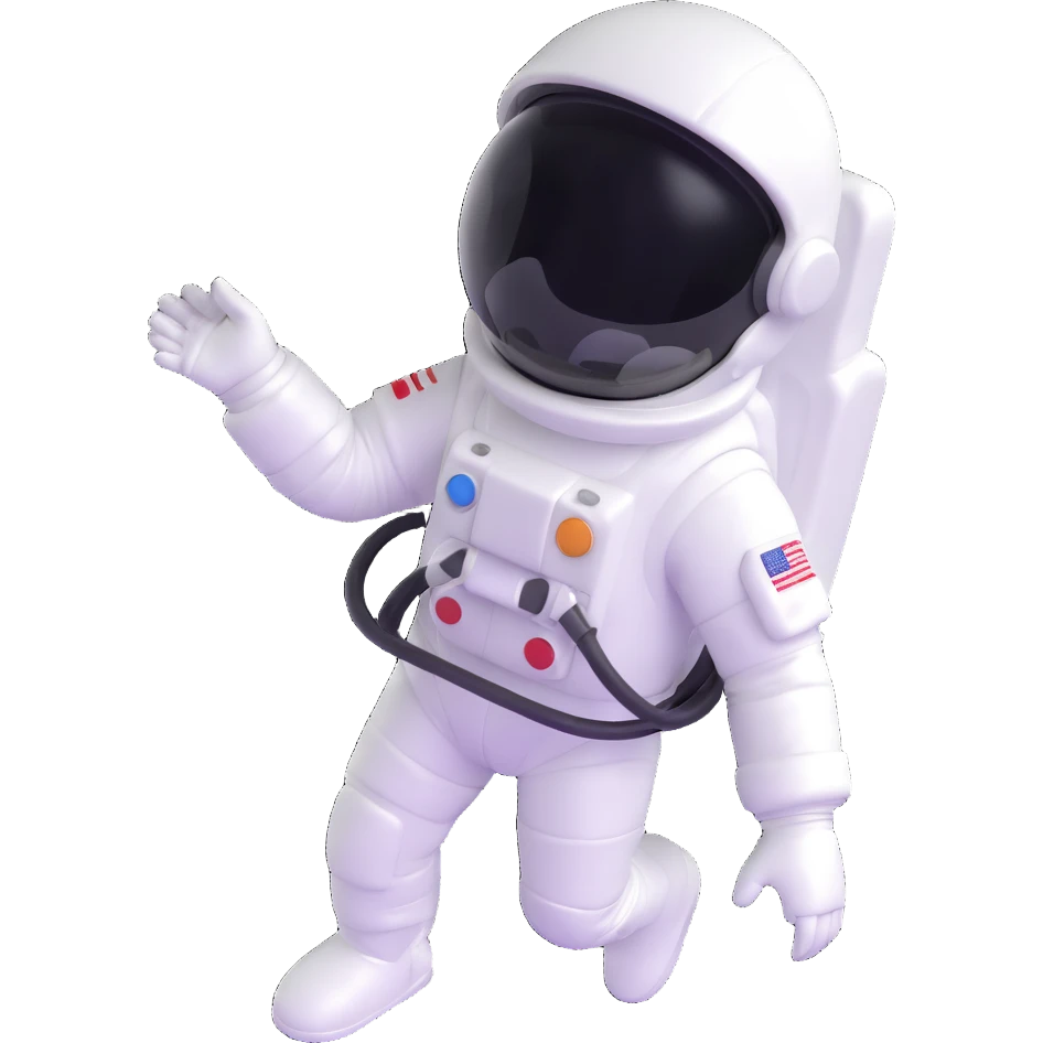 happy little astronaut in white suit and helmet emoji