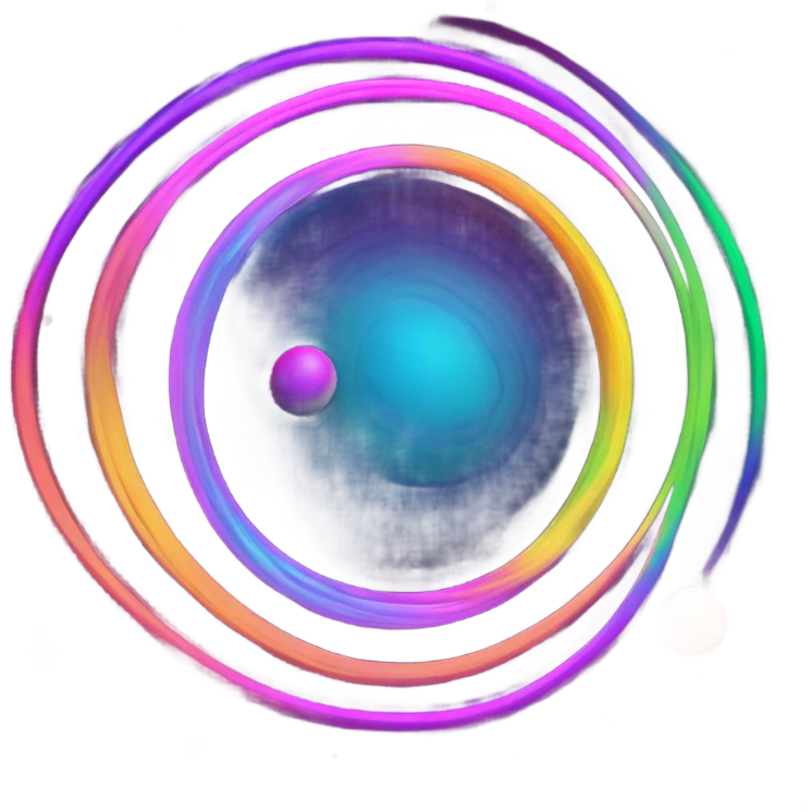 Neon rainbow planet with rings glowing  emoji