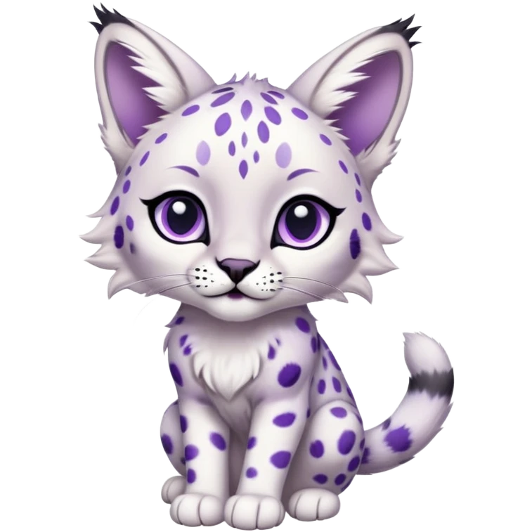 Epic Edgy Cute White Black Purple ethereal Serval-Snow-Leopard-Bobcat-Fionbri full body emoji