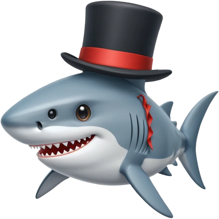 Shark with a top hat emoji