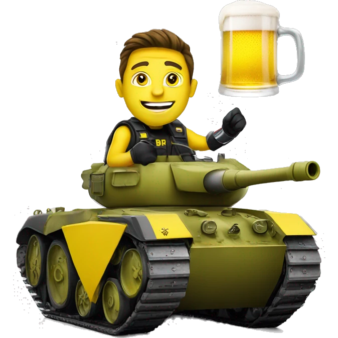 Bvb dortmund fan riding on a tank with a beer. emoji