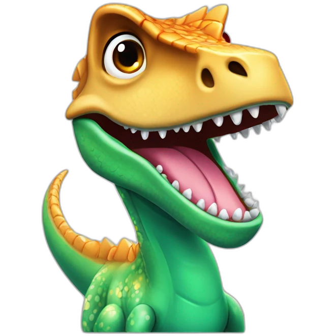 Dinosaurio con un cadena de diamantes en el cuello emoji