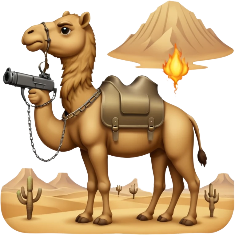 Angry Camel with machine gun on back emoji