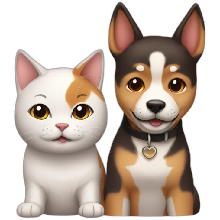 cat friends with dog shiba emoji