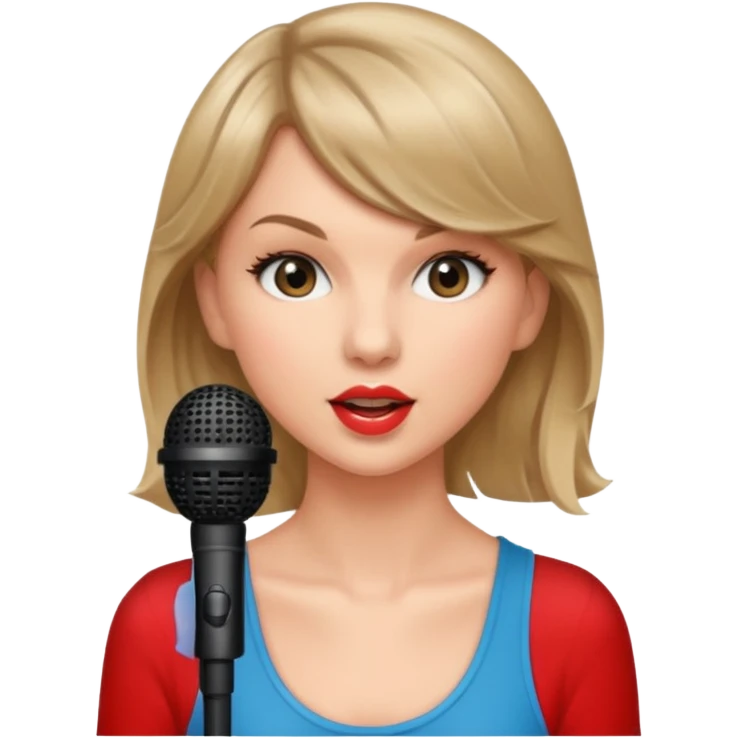 taylor swift is singing with mirco emoji