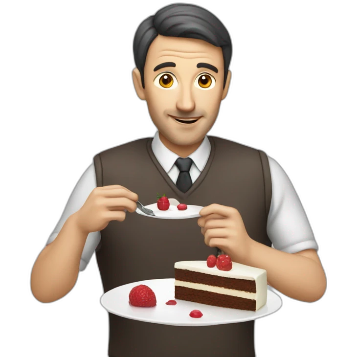 Thin man eating cake emoji