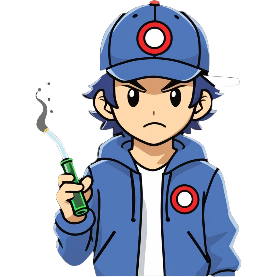 21 yo Handsome Ash Ketchum using a bong emoji