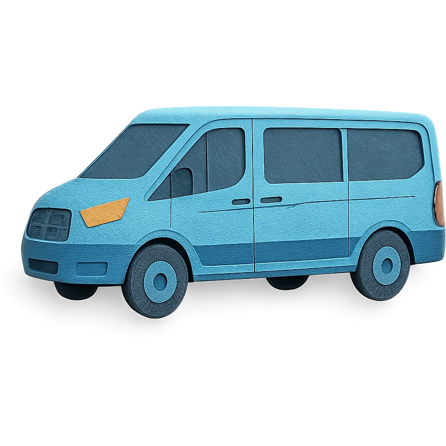 electric light blue Ford Transit passenger van emoji