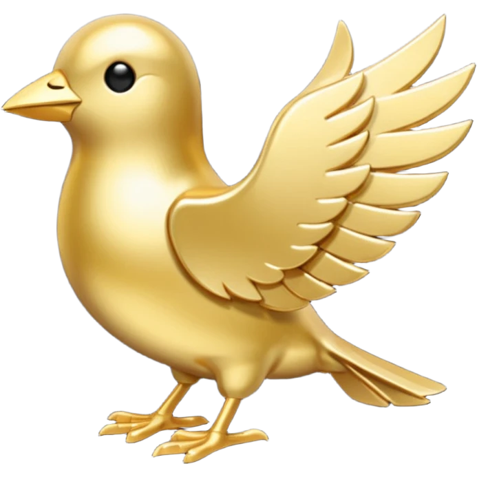 One single shiny Gold and black twitter icon, png, no background, no border emoji
