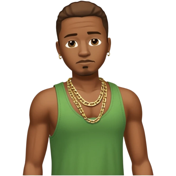 CJ from GTA San Andreas with his green tank top, jeans and chain necklace emoji