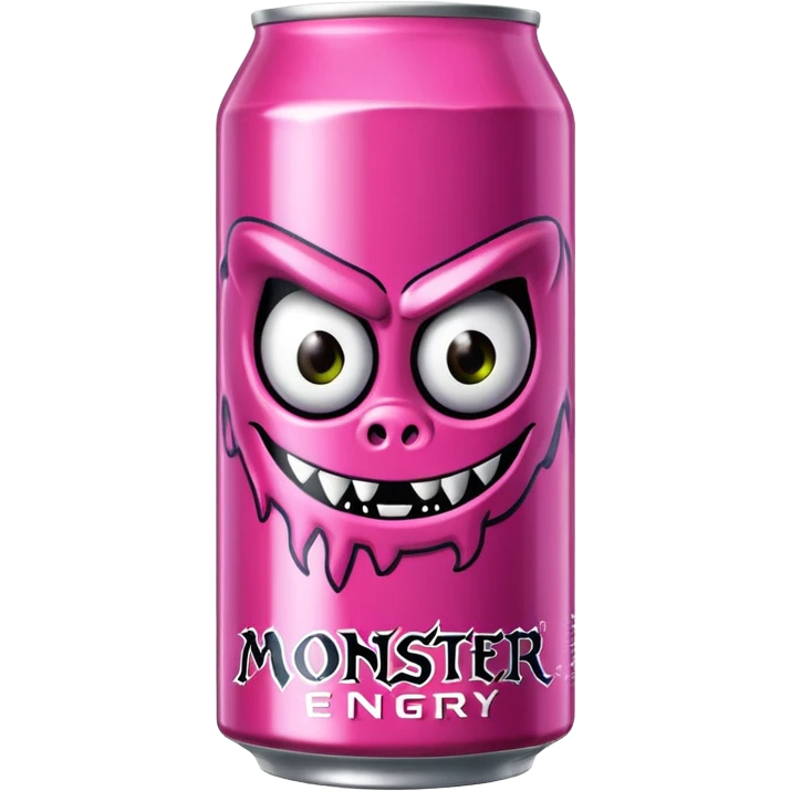 Pink monster energy drink with the logo of original monster company energy drink do not add the face in it just normal monster can  emoji