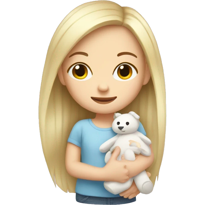 little white girl with baby plushy emoji