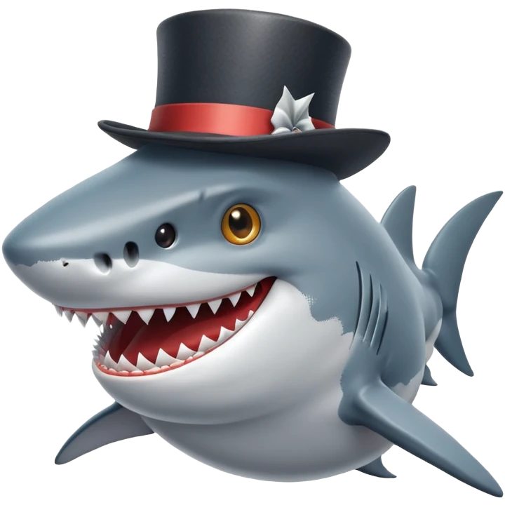 Shark with a top hat emoji