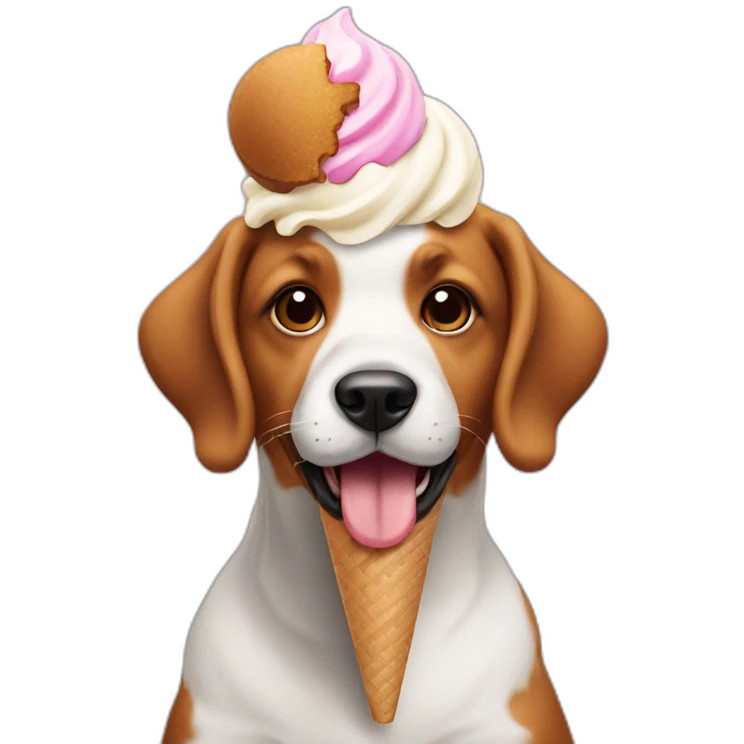 Dog eating an ice cream emoji