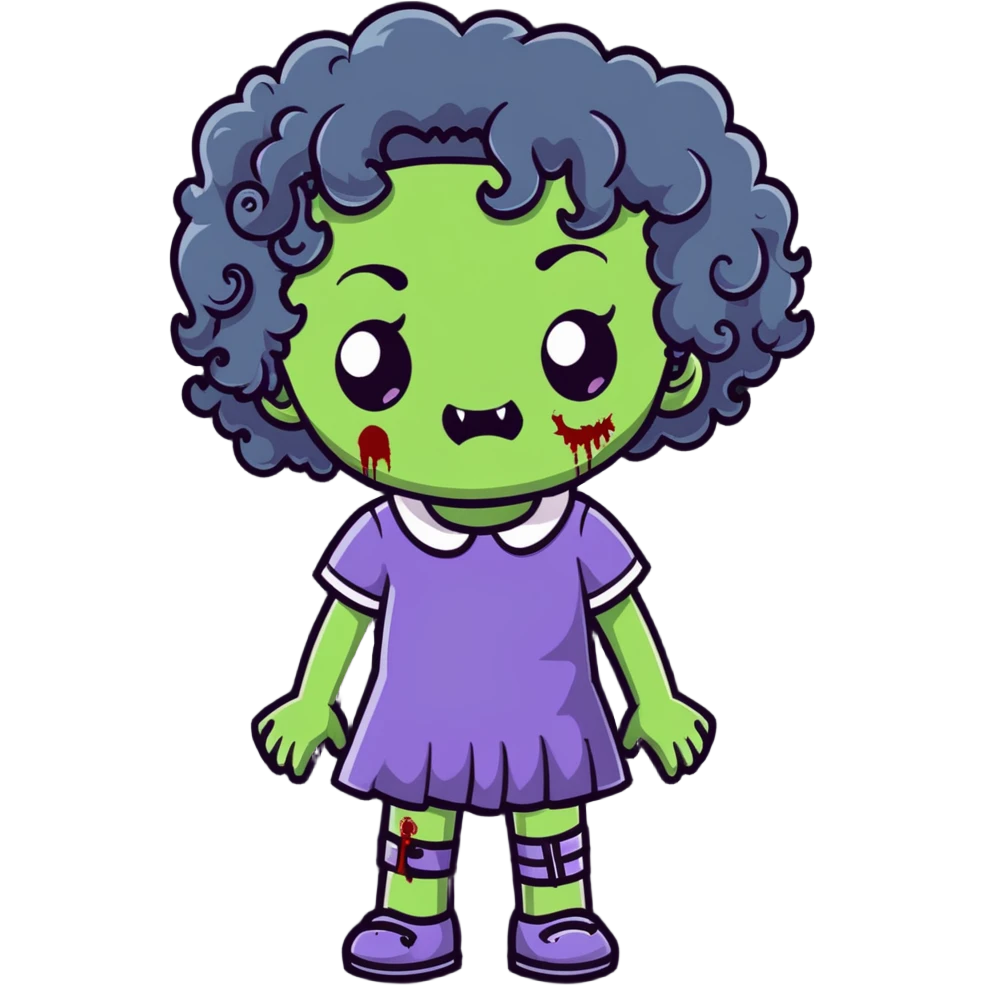 zombie girl with curly hair emoji