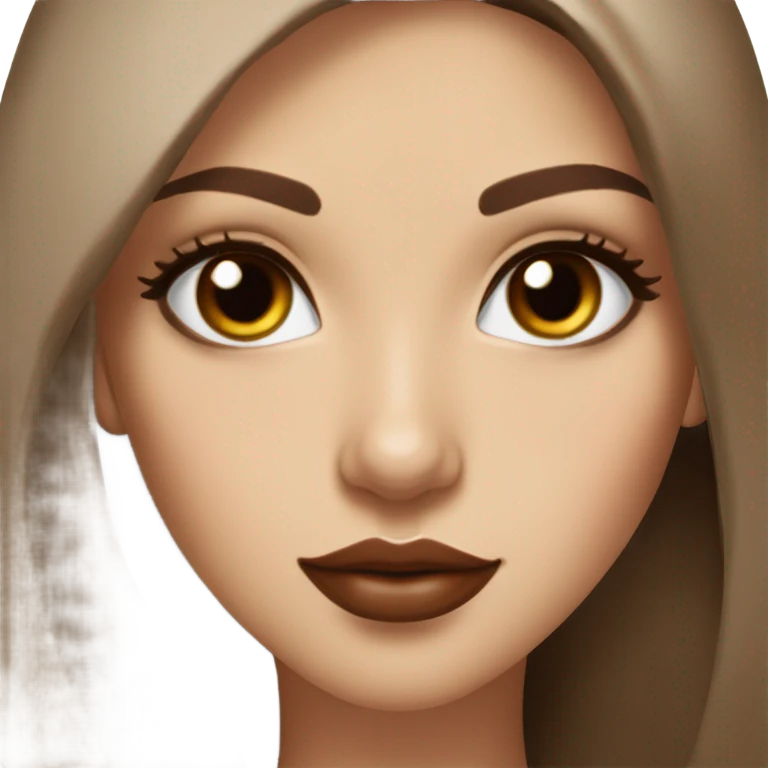 Albania girl, model face, sun kiss skin, long eye lashes, volume red lips,chocolate brown eyes, long brown beige straight hair,  emoji