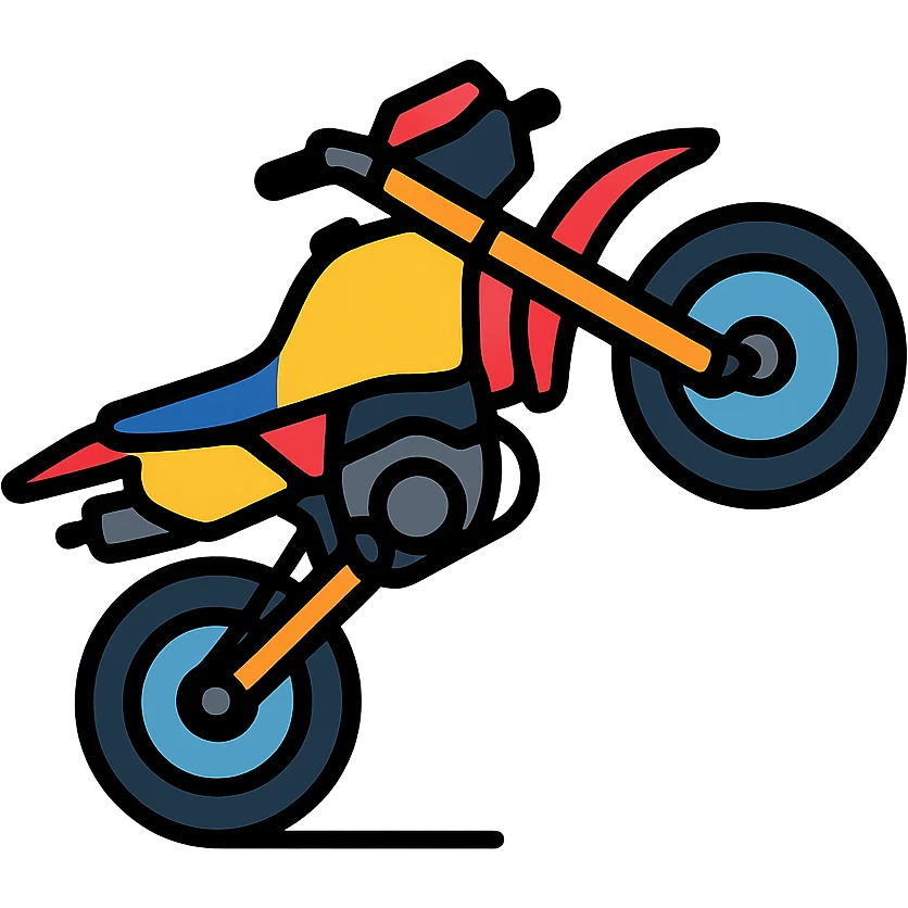 supermotard motorcycle performing a wheelie, colored icon emoji