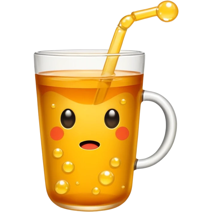 Make a orange tea boba with yellow bubbles cartoon no face emoji
