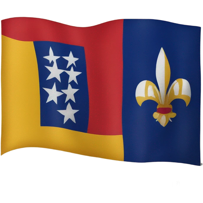 Louisiana Creole heritage flag with "Kouri-Vini nouzòt parl" written underneath emoji