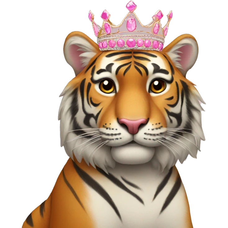 tiger with a pink tiara emoji