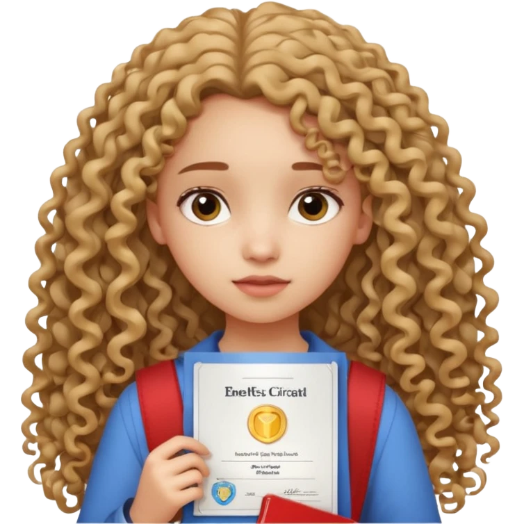 A girl with long curly hair sadly shows an IELTS certificate with a score of 3.0 emoji