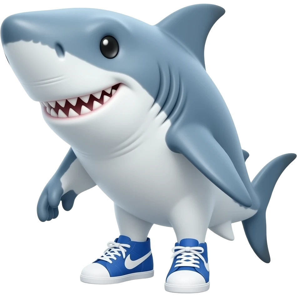 Tiburon con zapatillas azules emoji