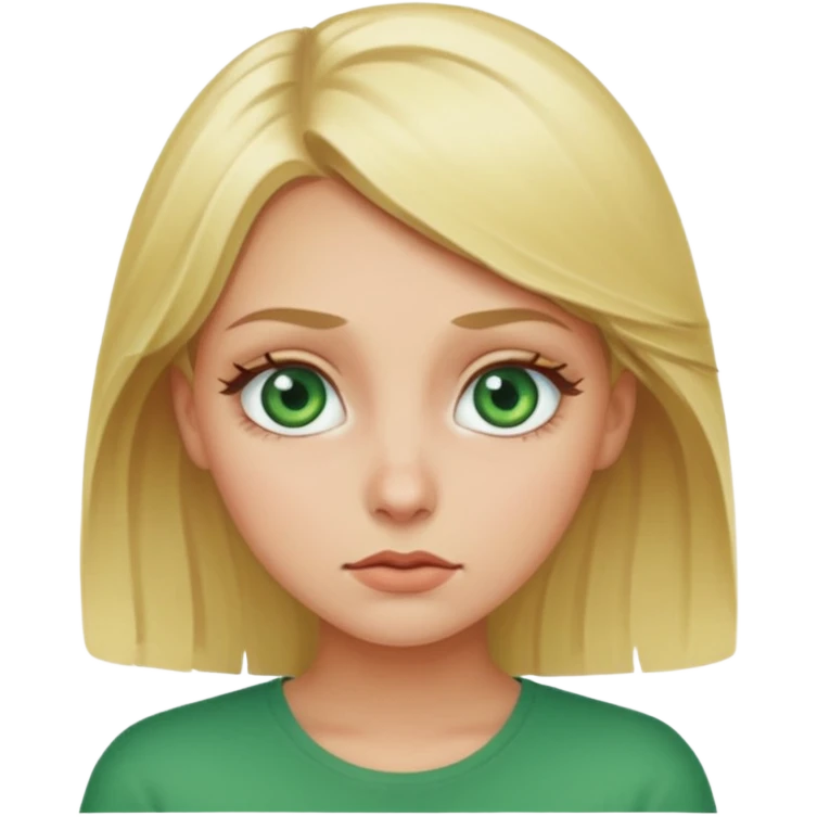 Blonde girl with green eyes, rolling her eyes emoji