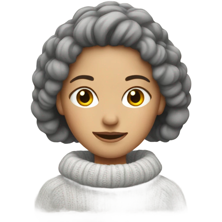 White woman in sweater hot emoji