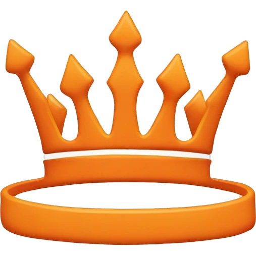 A crown, orange on the upside and white on the downside, add a text: Seekers Alliance emoji