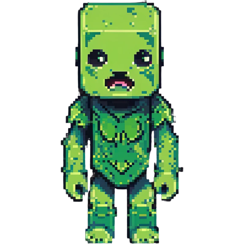 Minecraft Creeper with slightly chibi proportions in pixel art style emoji