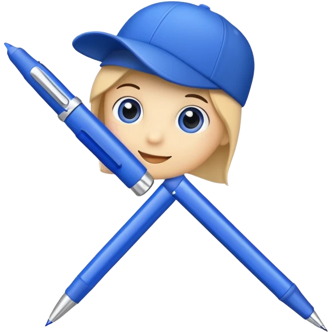 خودکار آبی با یک کلاه درست کن emoji