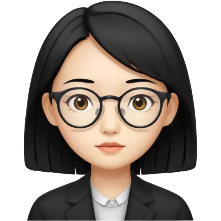 asian female teaching, with double eyelids, wearing spectacles with black shoulder length hair emoji