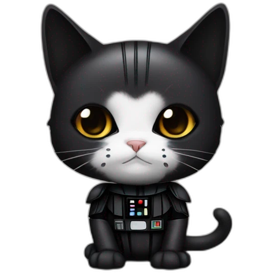 Cute star wars cat, Darth Vader with cat mask emoji