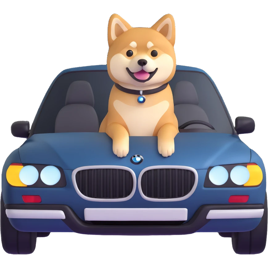 shiba inu sitting inside a BMW car emoji