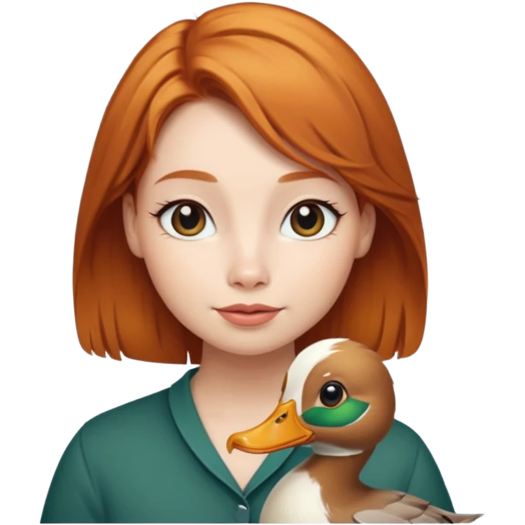 female duck with ginger hair cute emoji